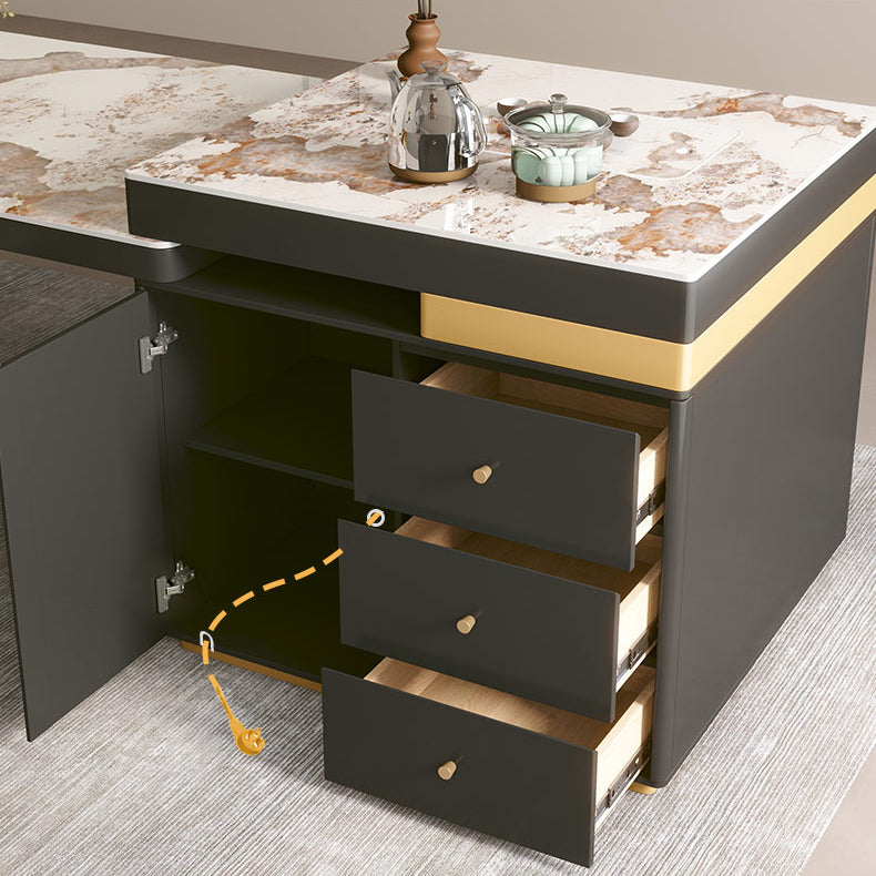 Extendable Dining Table Double Pedestal Table for Kitchen Dining Room