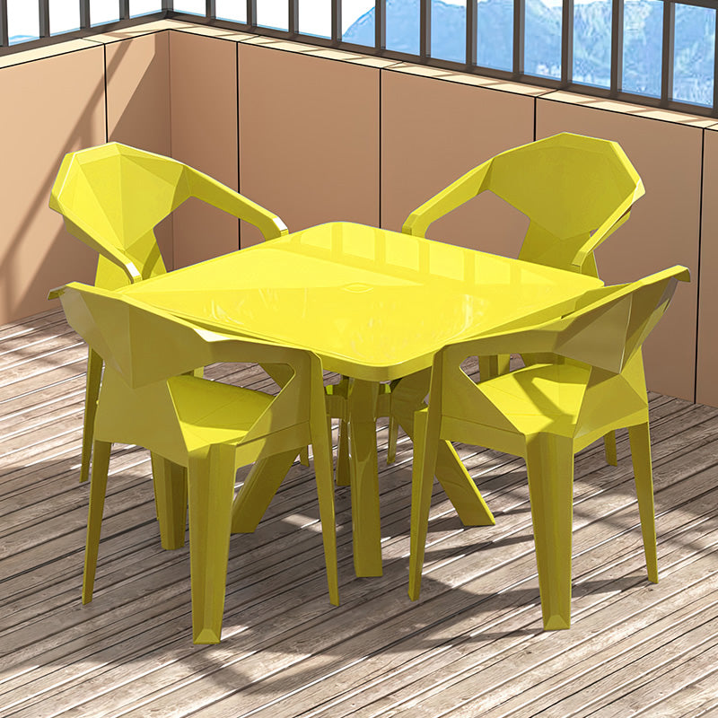 Modern Square Patio Dining Table 1/5 PCS Dining Set with Stackable Chairs for Outdoors