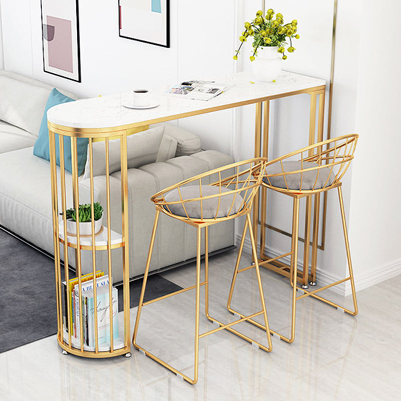 Glam Rectangle Stone Counter Table 1/3 Pieces Bar Table Set for Living Room