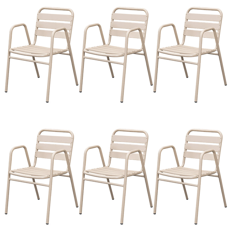 Grey Metal Dining Side Chair Stacking Outdoors Dining Chairs