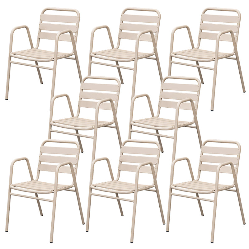 Grey Metal Dining Side Chair Stacking Outdoors Dining Chairs