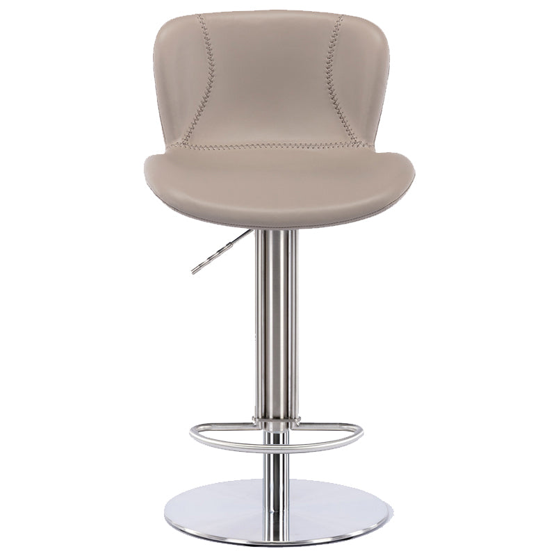 Contemporary Style Barstool Faux Leather Adjustable Height Bar Stool