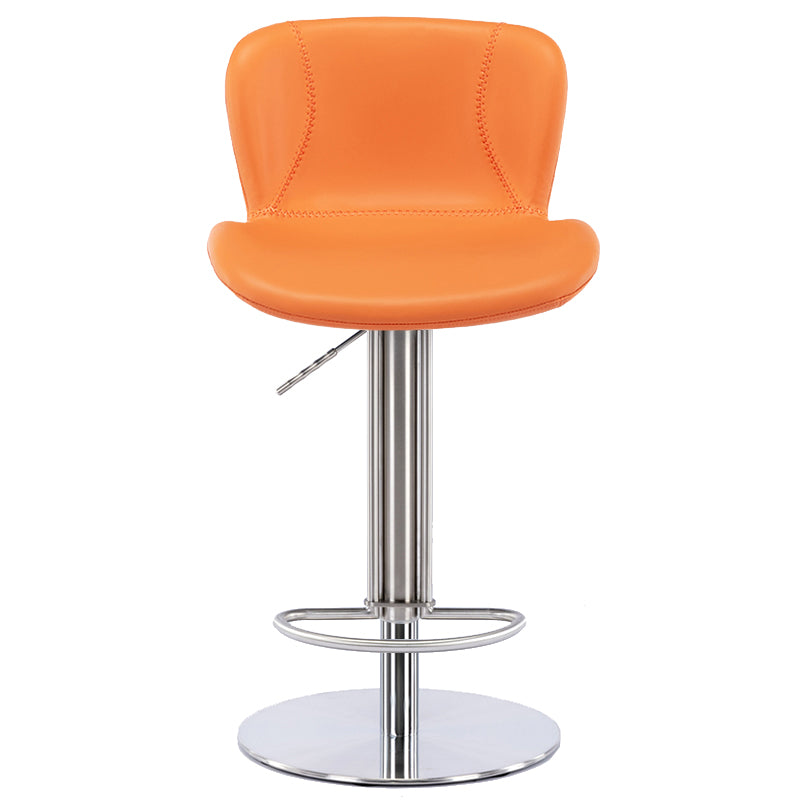 Contemporary Style Barstool Faux Leather Adjustable Height Bar Stool
