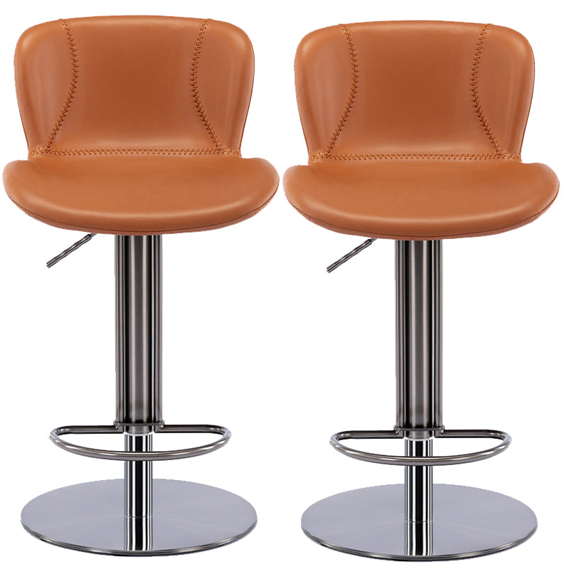 Contemporary Style Barstool Faux Leather Adjustable Height Bar Stool
