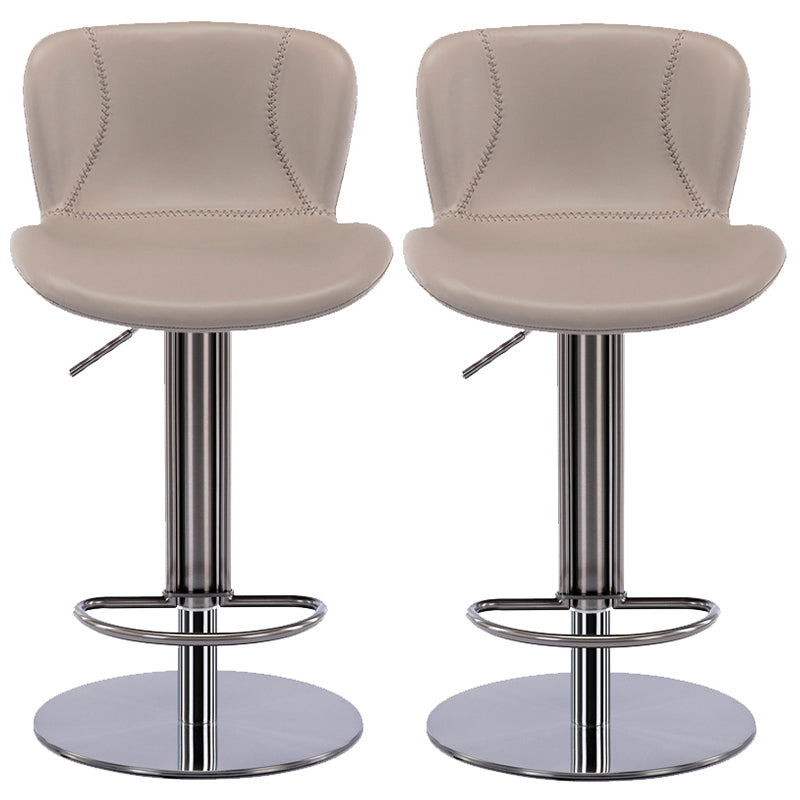 Contemporary Style Barstool Faux Leather Adjustable Height Bar Stool