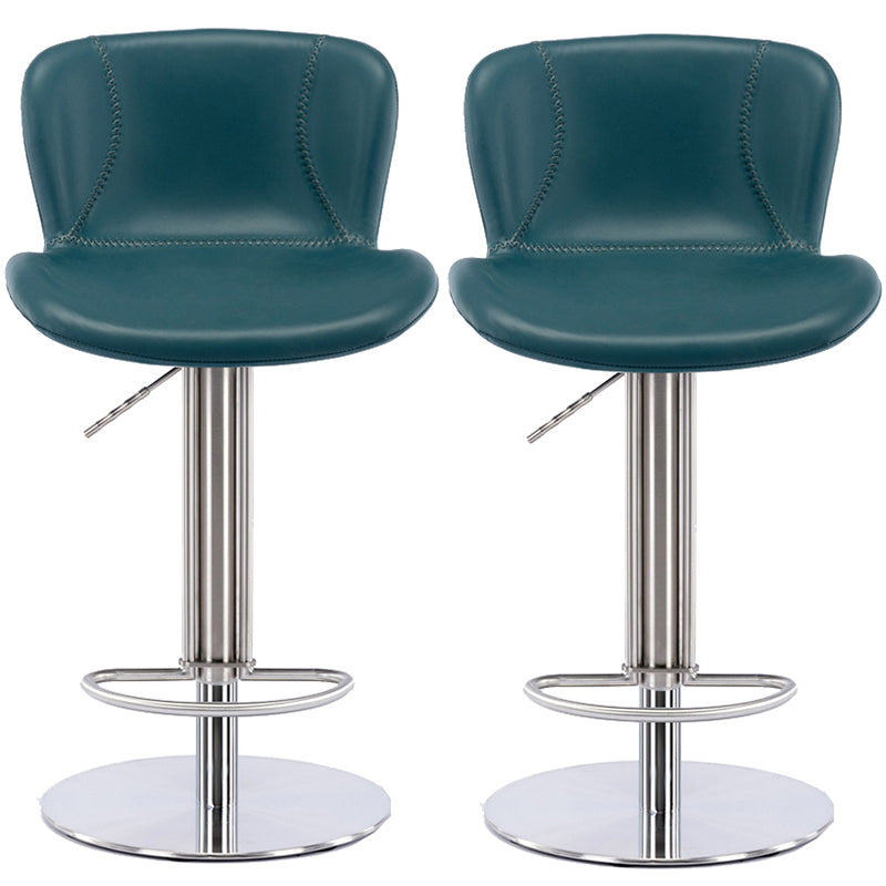 Contemporary Style Barstool Faux Leather Adjustable Height Bar Stool
