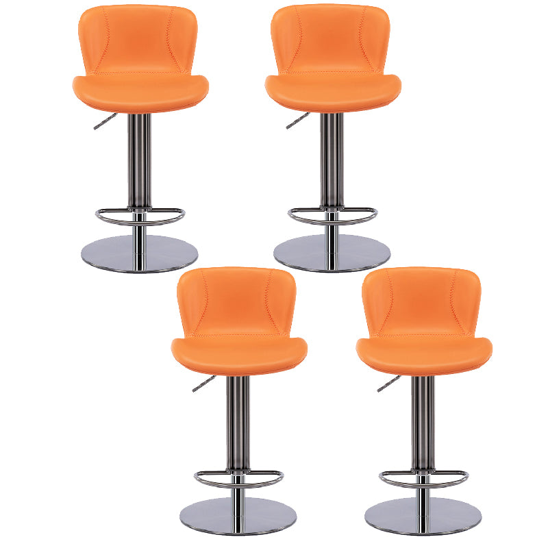 Contemporary Style Barstool Faux Leather Adjustable Height Bar Stool
