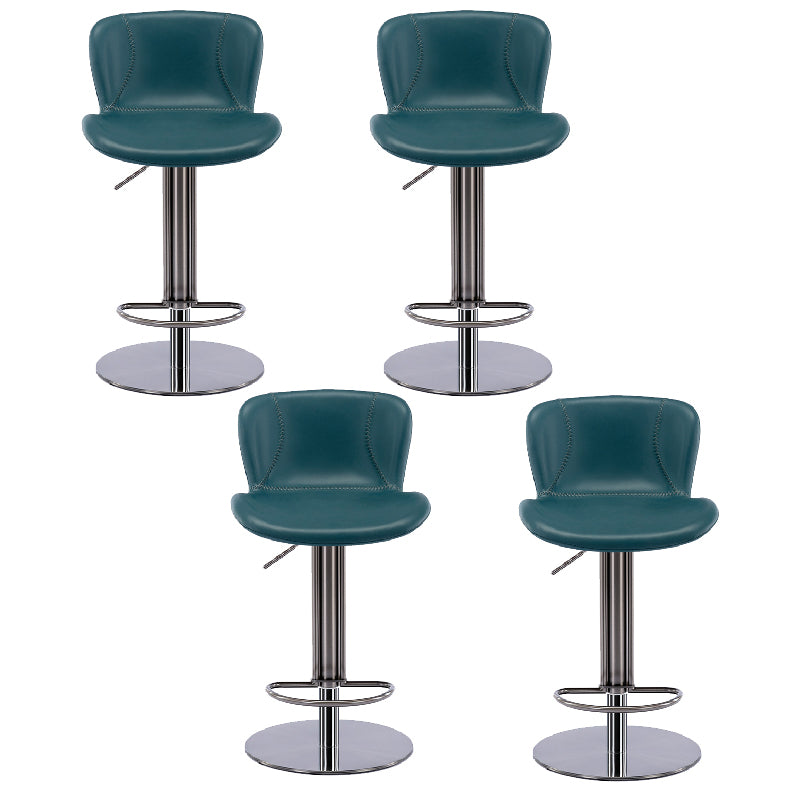 Contemporary Style Barstool Faux Leather Adjustable Height Bar Stool