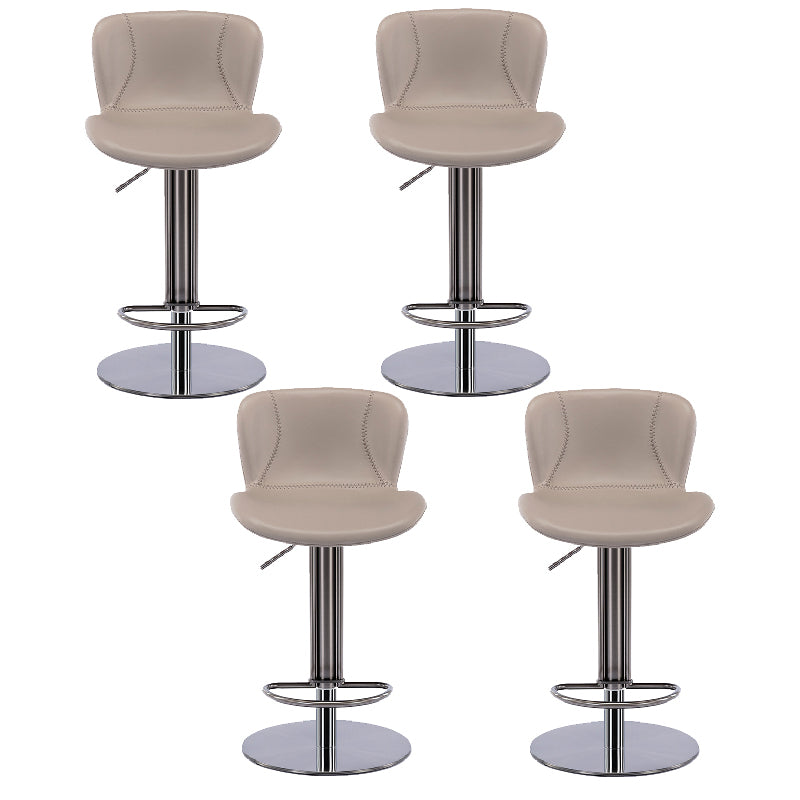 Contemporary Style Barstool Faux Leather Adjustable Height Bar Stool