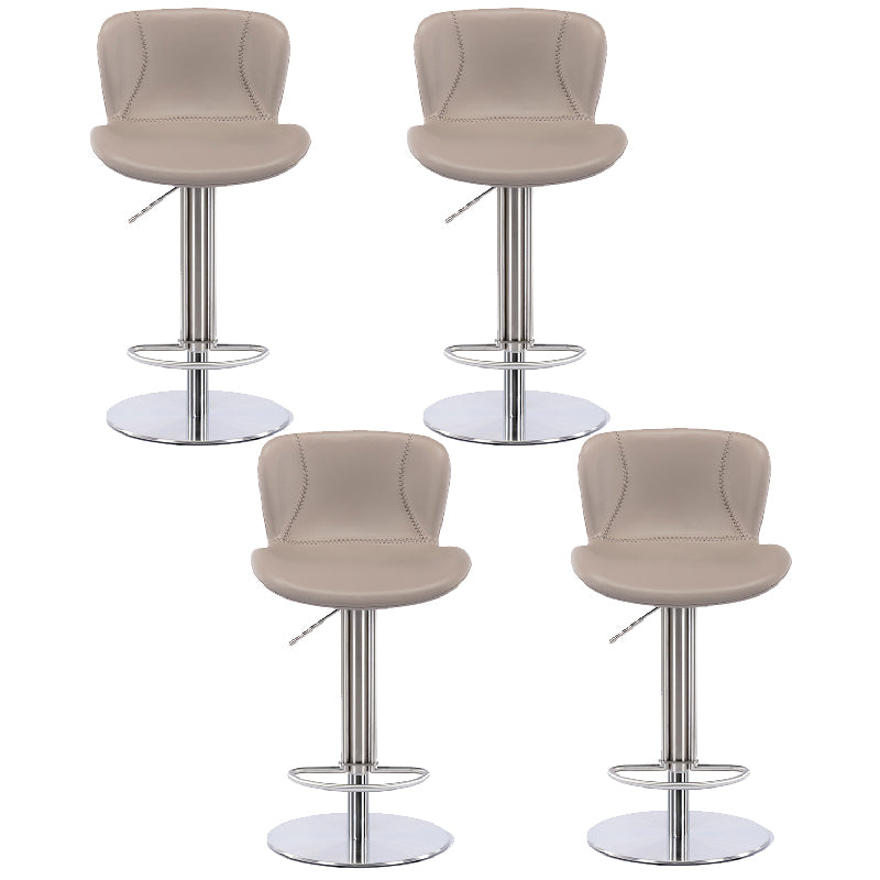 Contemporary Style Barstool Faux Leather Adjustable Height Bar Stool