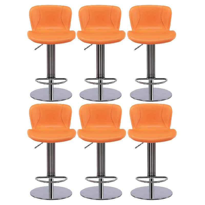Contemporary Style Barstool Faux Leather Adjustable Height Bar Stool