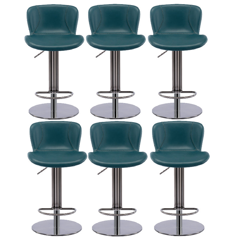 Contemporary Style Barstool Faux Leather Adjustable Height Bar Stool