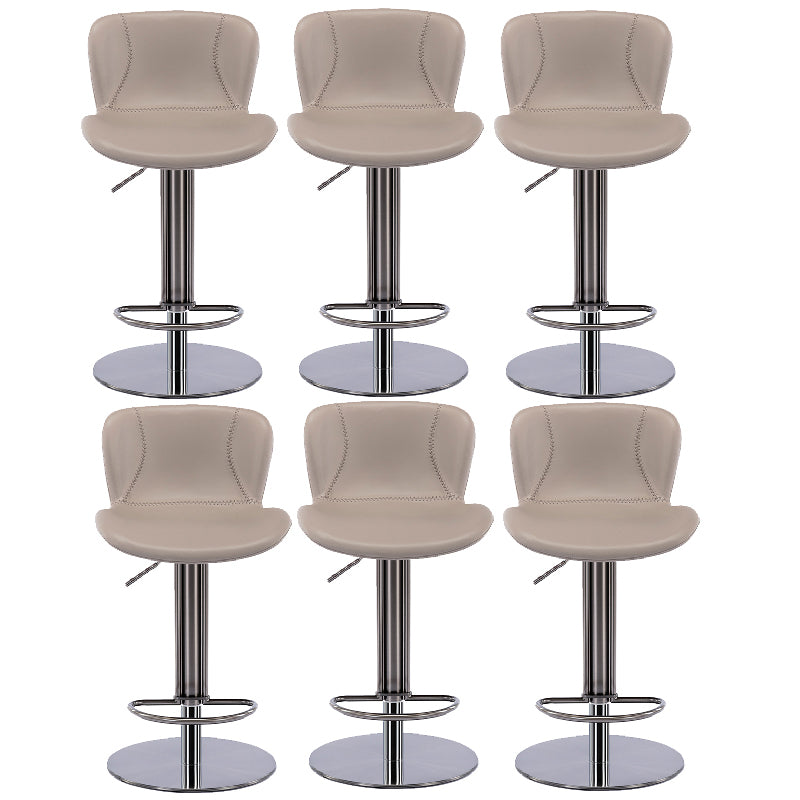 Contemporary Style Barstool Faux Leather Adjustable Height Bar Stool