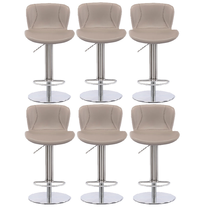 Contemporary Style Barstool Faux Leather Adjustable Height Bar Stool