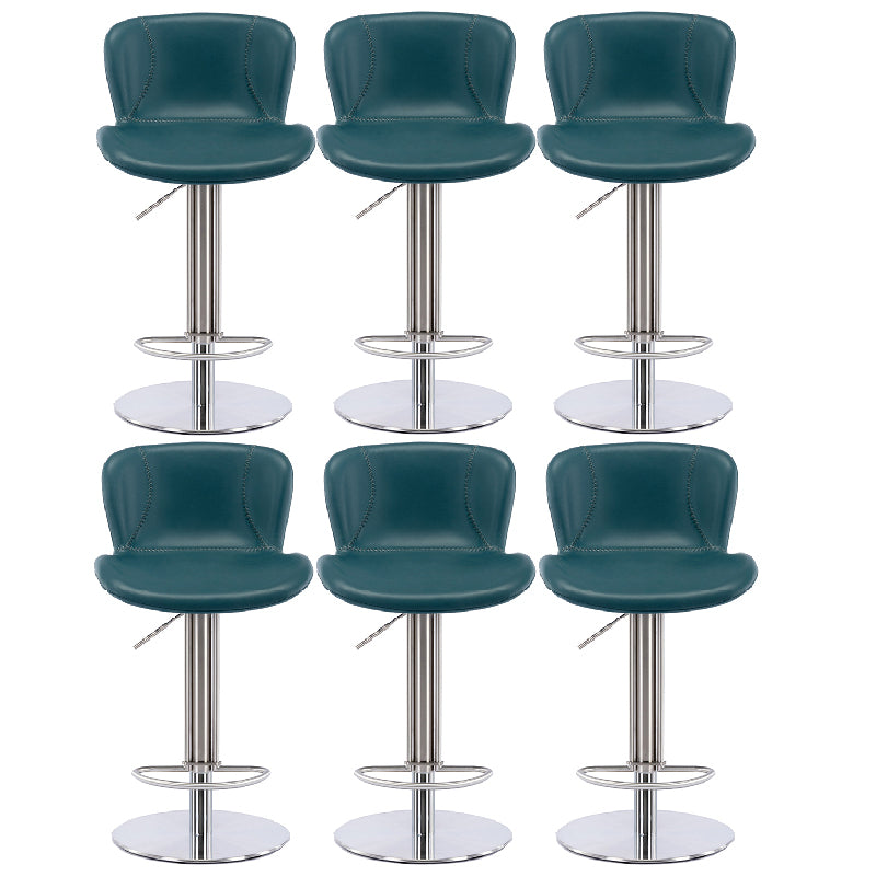 Contemporary Style Barstool Faux Leather Adjustable Height Bar Stool