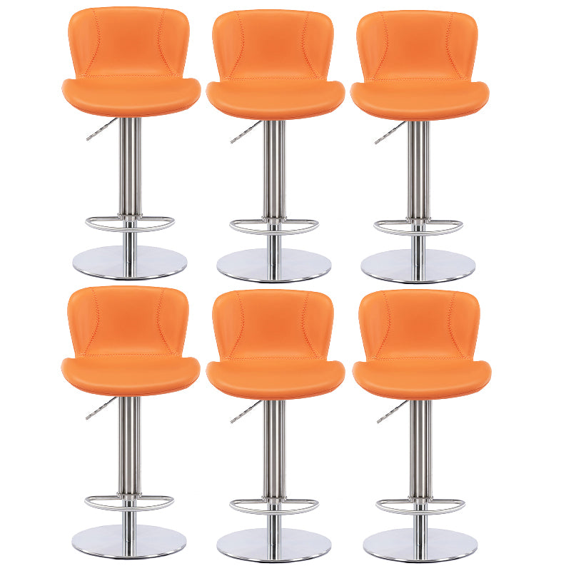 Contemporary Style Barstool Faux Leather Adjustable Height Bar Stool