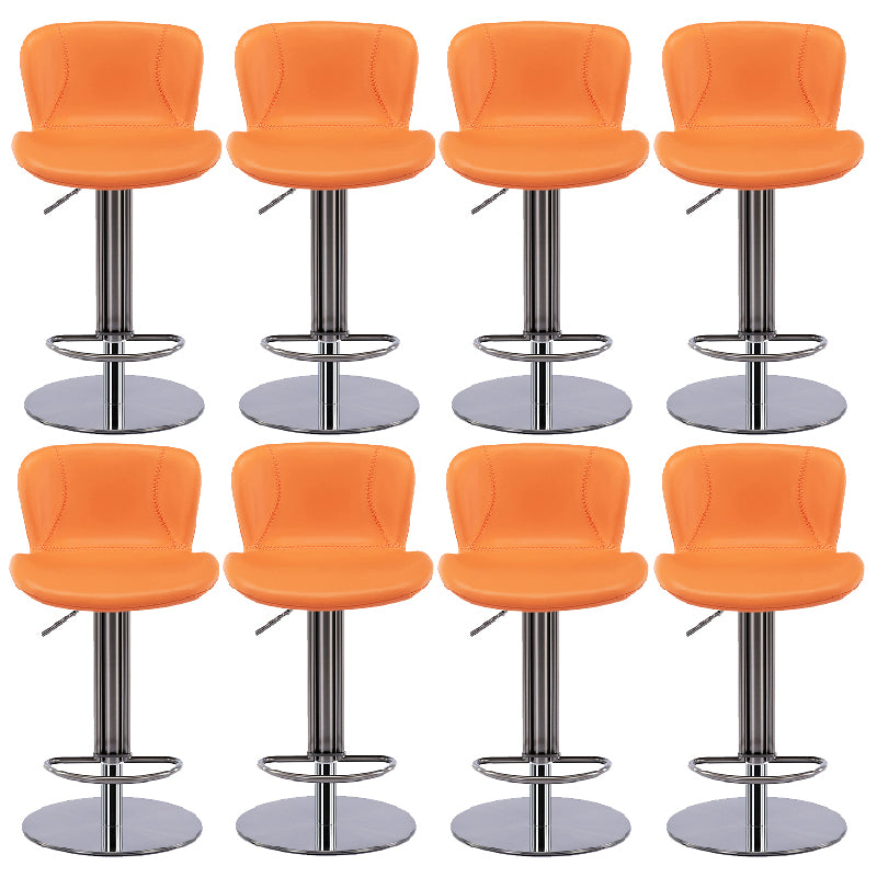 Contemporary Style Barstool Faux Leather Adjustable Height Bar Stool