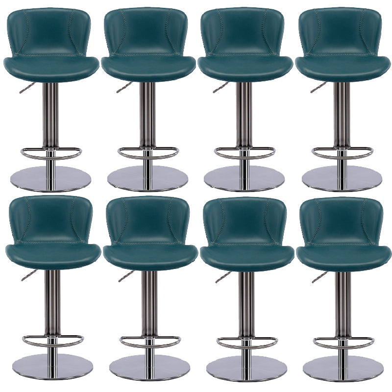Contemporary Style Barstool Faux Leather Adjustable Height Bar Stool