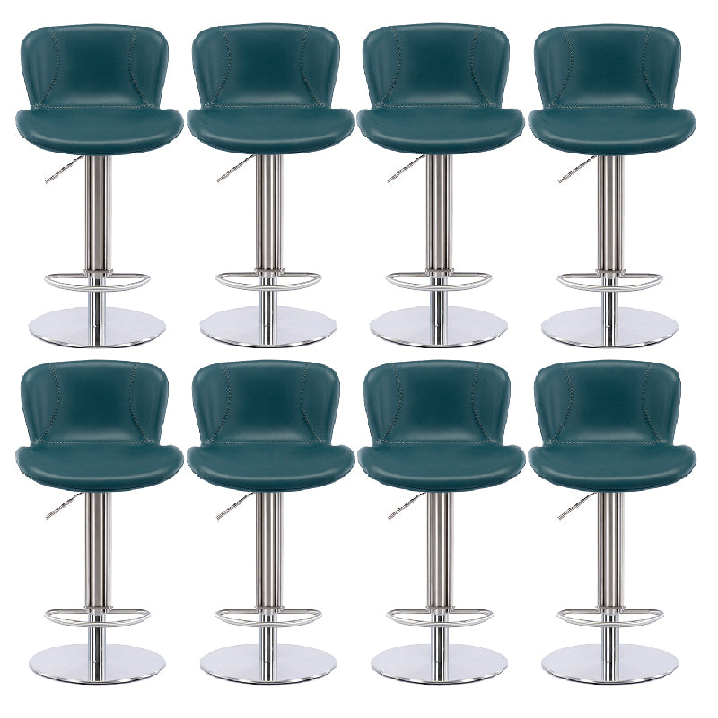 Contemporary Style Barstool Faux Leather Adjustable Height Bar Stool