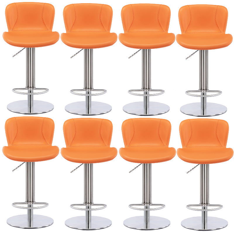 Contemporary Style Barstool Faux Leather Adjustable Height Bar Stool