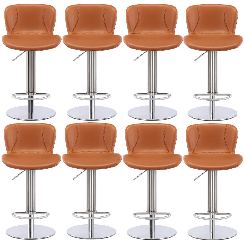 Contemporary Style Barstool Faux Leather Adjustable Height Bar Stool