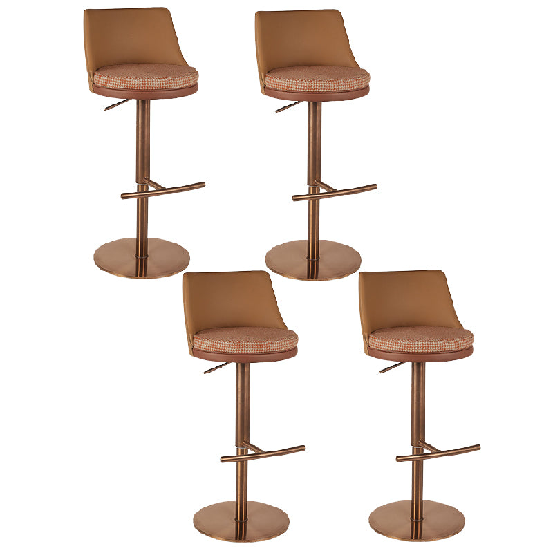 Contemporary Style Barstool Round Upholstered Bar Stool with Metal Base