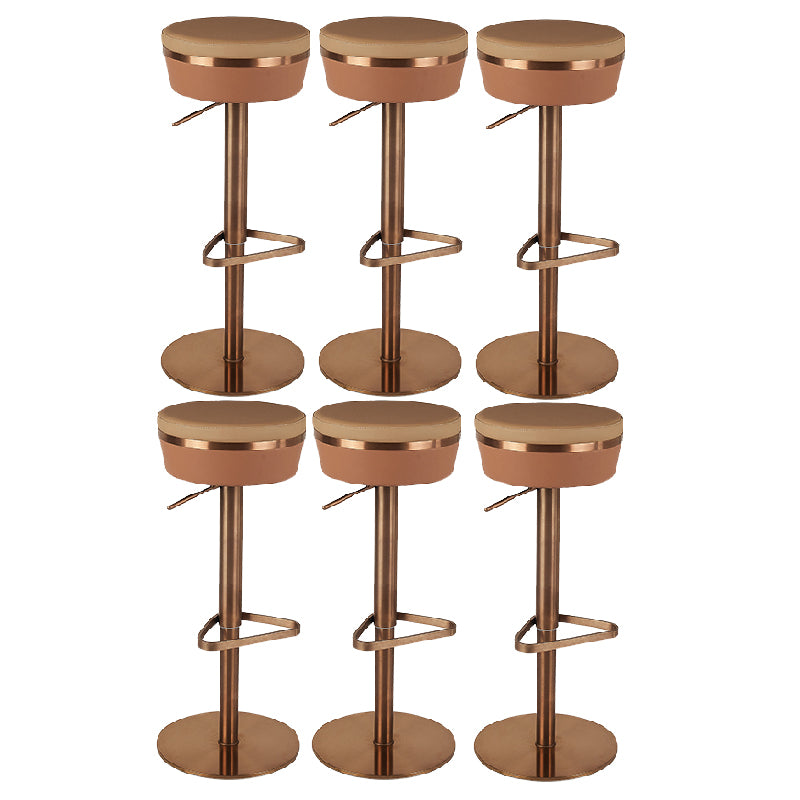 Contemporary Style Barstool Round Upholstered Bar Stool with Metal Base
