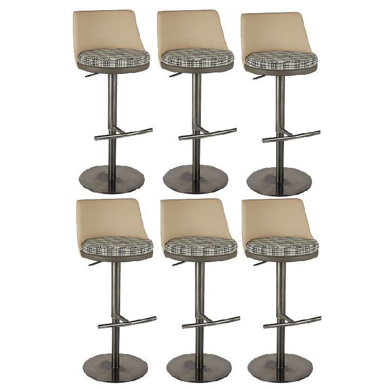 Contemporary Style Barstool Round Upholstered Bar Stool with Metal Base