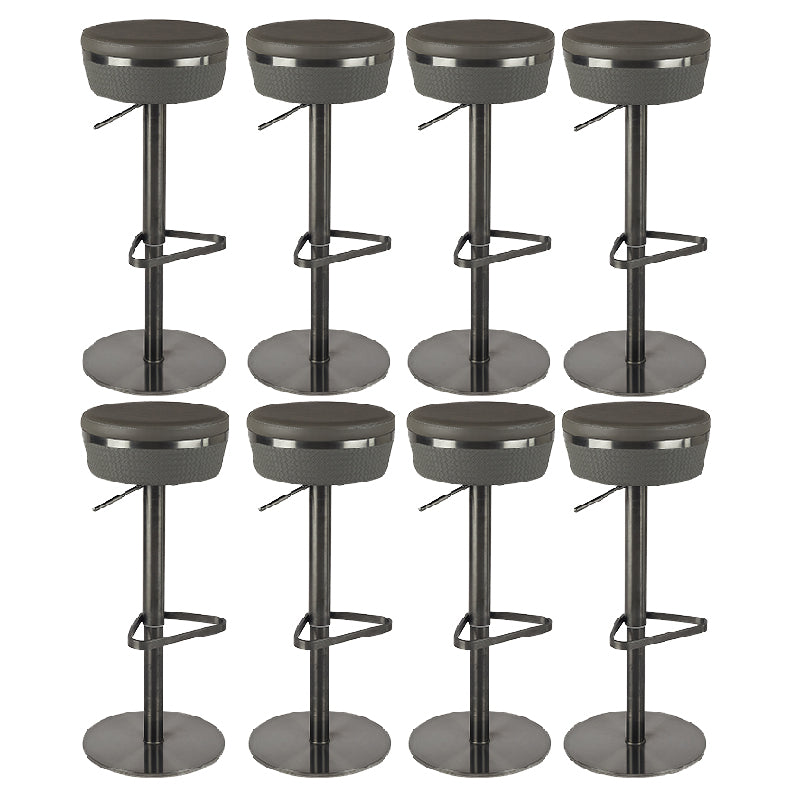 Contemporary Style Barstool Round Upholstered Bar Stool with Metal Base