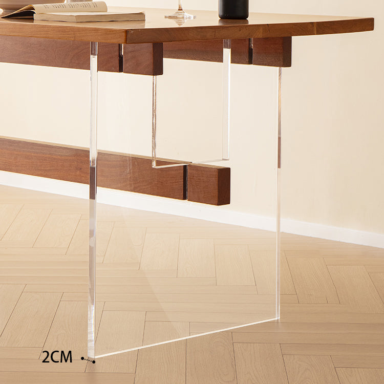Cherry Wooden Solid Wood Dining Table Trestle Base Rectangle Dining Table