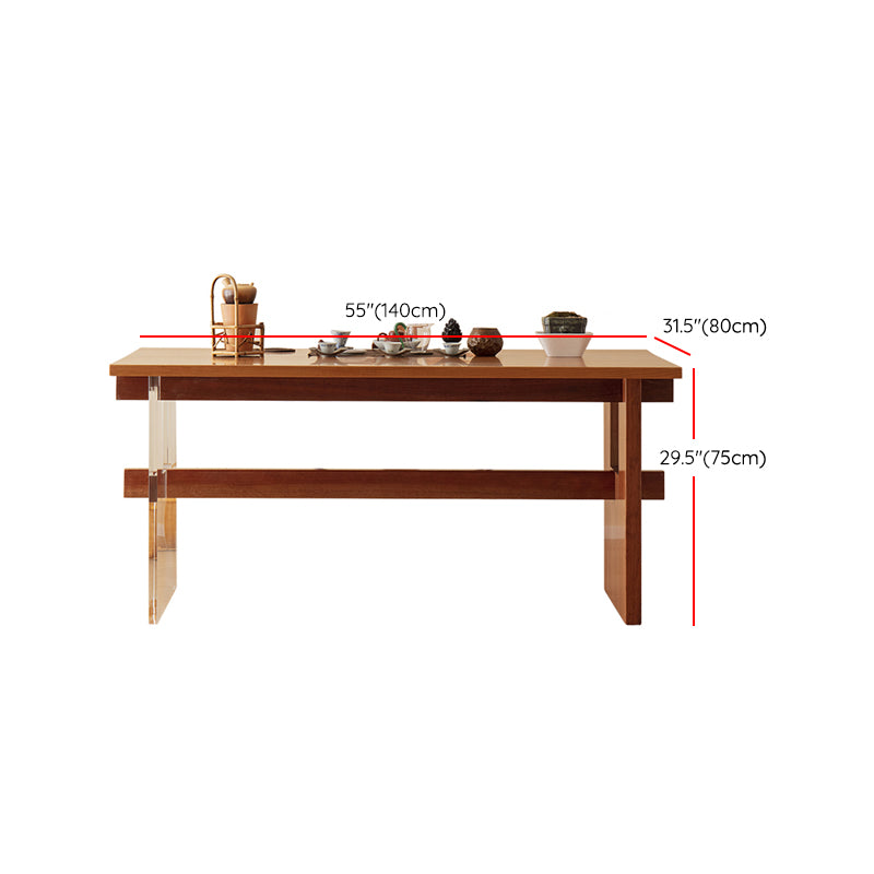 Cherry Wooden Solid Wood Dining Table Trestle Base Rectangle Dining Table