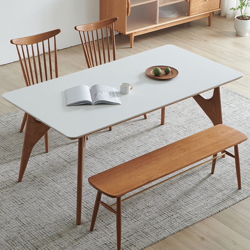 Rectangle Dining Table Solid Wood Frame Dining Table with 4 Legs