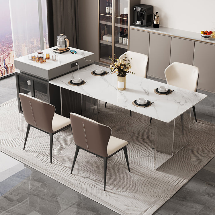 Sintered Stone Dining Table Double Pedestal Table for Kitchen Dining Room