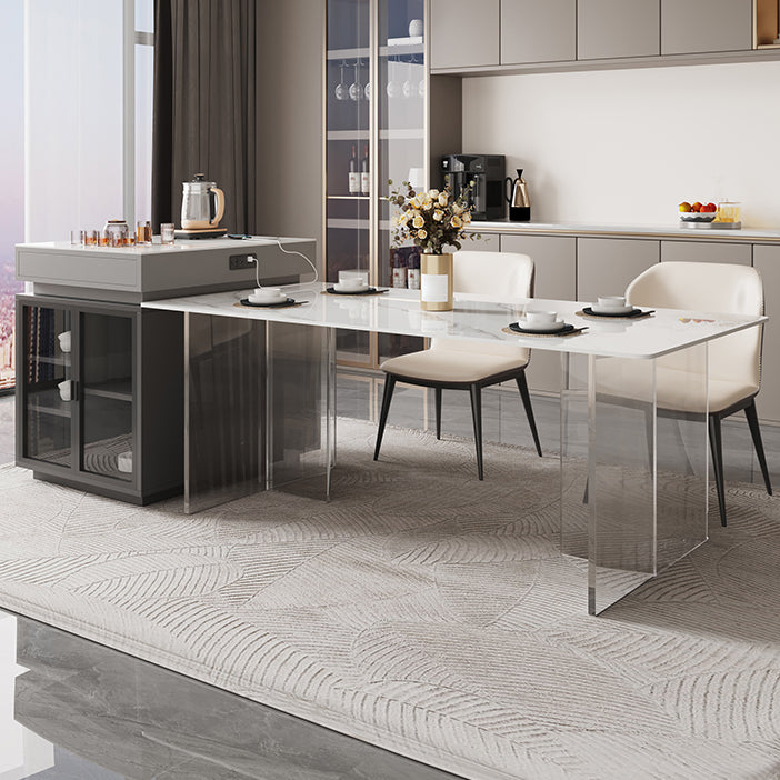 Sintered Stone Dining Table Double Pedestal Table for Kitchen Dining Room