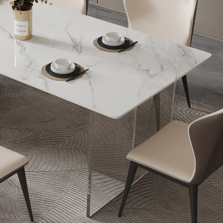 Sintered Stone Dining Table Double Pedestal Table for Kitchen Dining Room