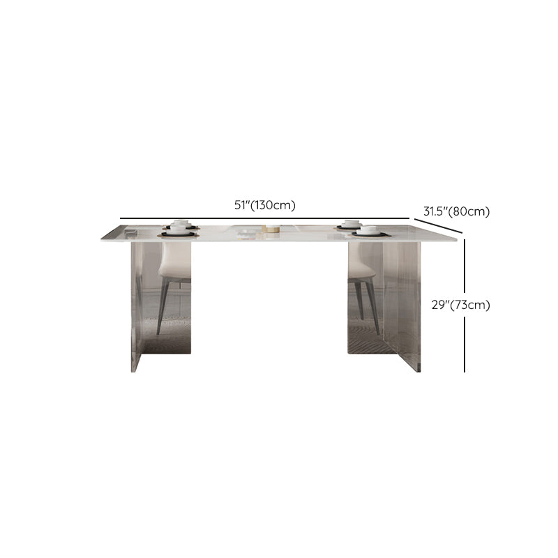 Sintered Stone Dining Table Double Pedestal Table for Kitchen Dining Room