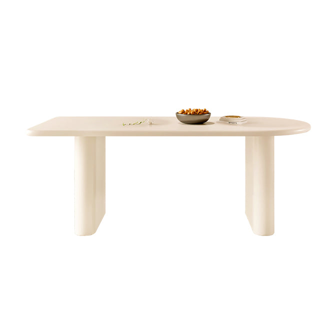 Double Pedestal Dining Table Solid Wood Dining Table in White for Dining Room