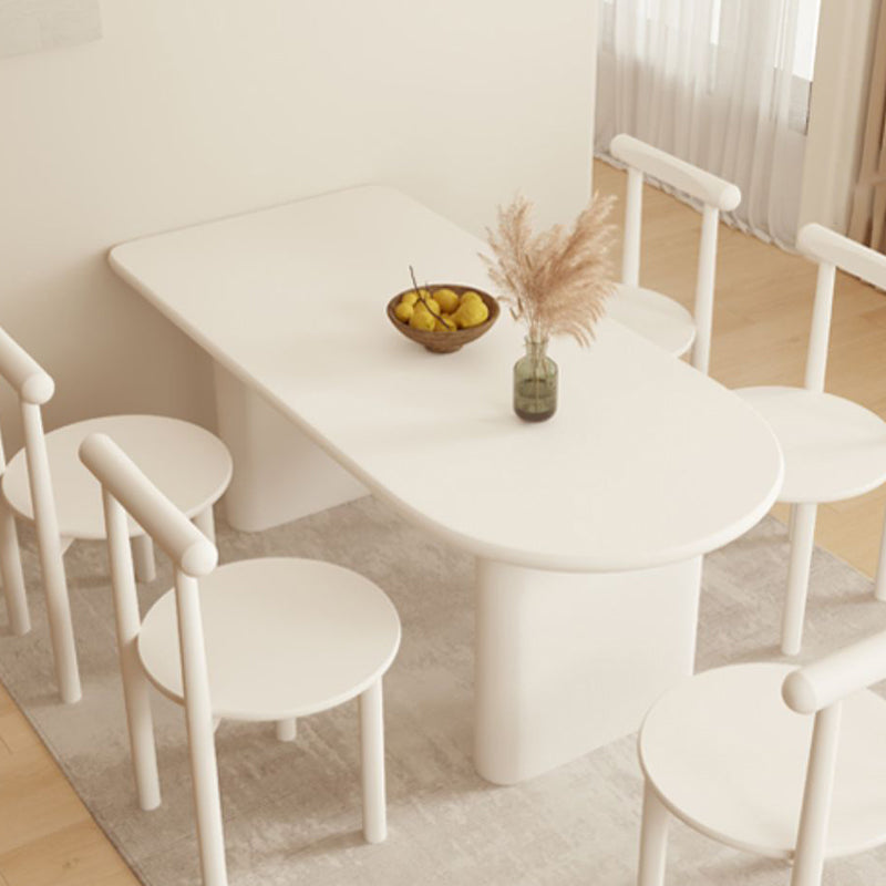 Double Pedestal Dining Table Solid Wood Dining Table in White for Dining Room