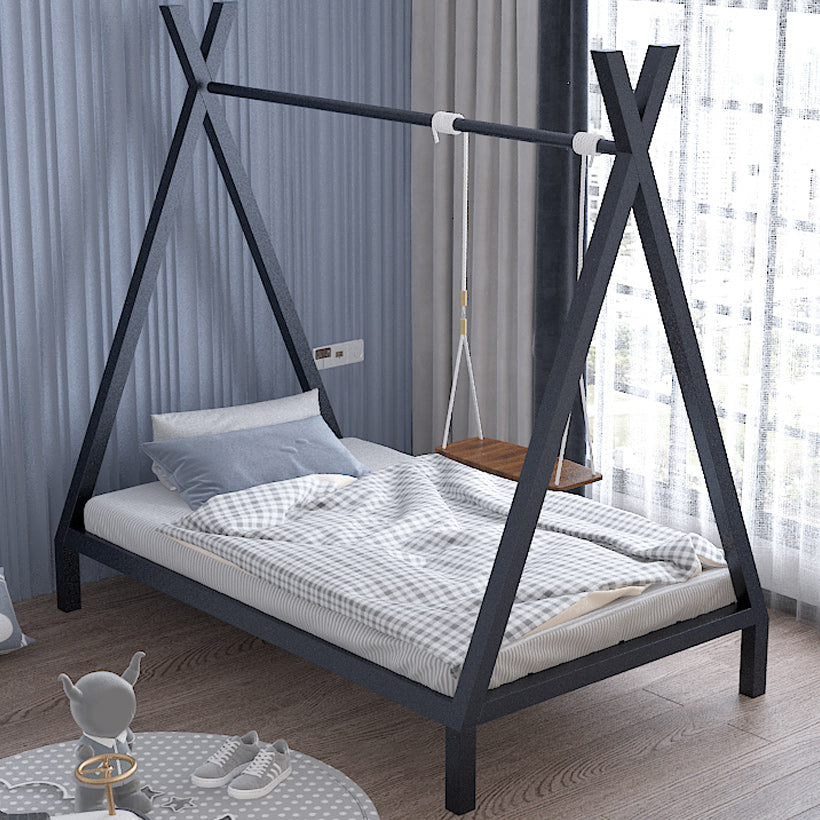 Scandinavian Bed Metal No Theme Panel Bed in Black/White Finish
