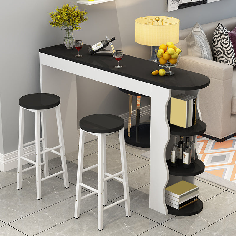 Double Pedestal Bar Table Set 1/3 Pcs Wood Frame Bar Table and Backless Stools