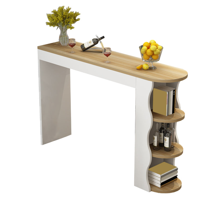 Double Pedestal Bar Table Set 1/3 Pcs Wood Frame Bar Table and Backless Stools