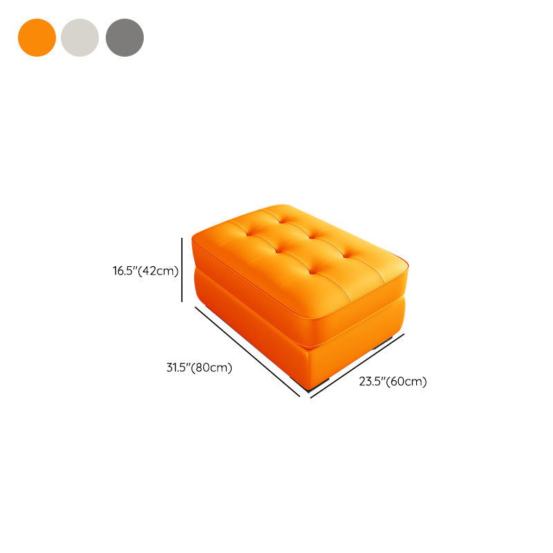 Contemporary Style Rectangular Ottoman Leather Foot Stool with Legs