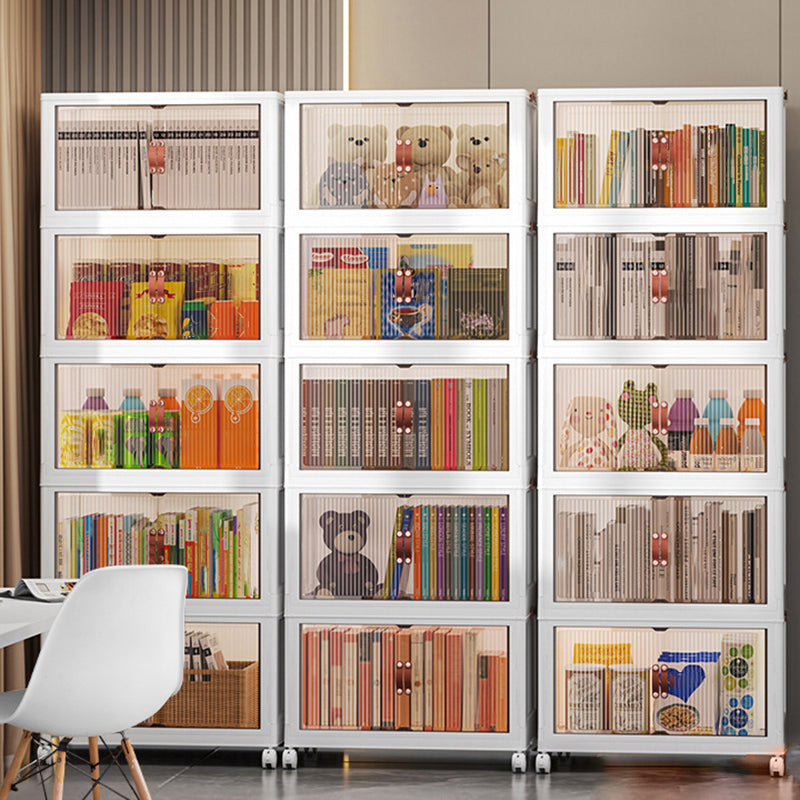 Contemporary Plastic Book Shelf Freestanding Standard Kids Bookshelf in White