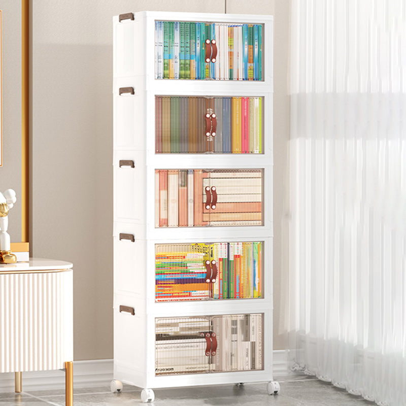 Contemporary Plastic Book Shelf Freestanding Standard Kids Bookshelf in White