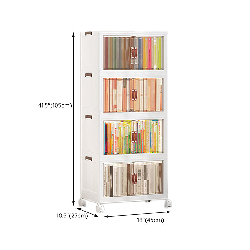 Contemporary Plastic Book Shelf Freestanding Standard Kids Bookshelf in White