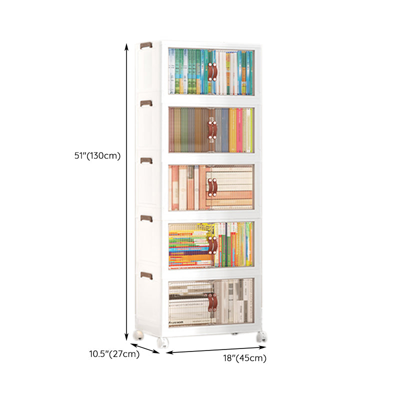 Contemporary Plastic Book Shelf Freestanding Standard Kids Bookshelf in White
