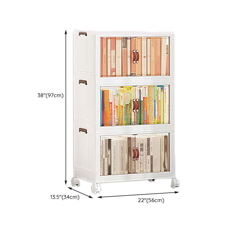 Contemporary Plastic Book Shelf Freestanding Standard Kids Bookshelf in White