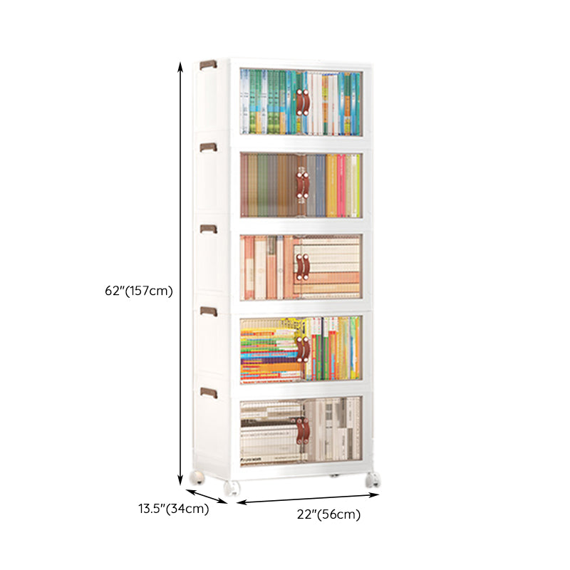 Contemporary Plastic Book Shelf Freestanding Standard Kids Bookshelf in White