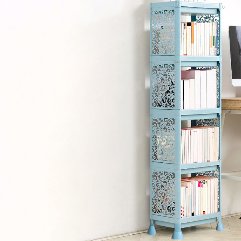 Contemporary Plastic Book Shelf Freestanding Cubby Storage Bookcase