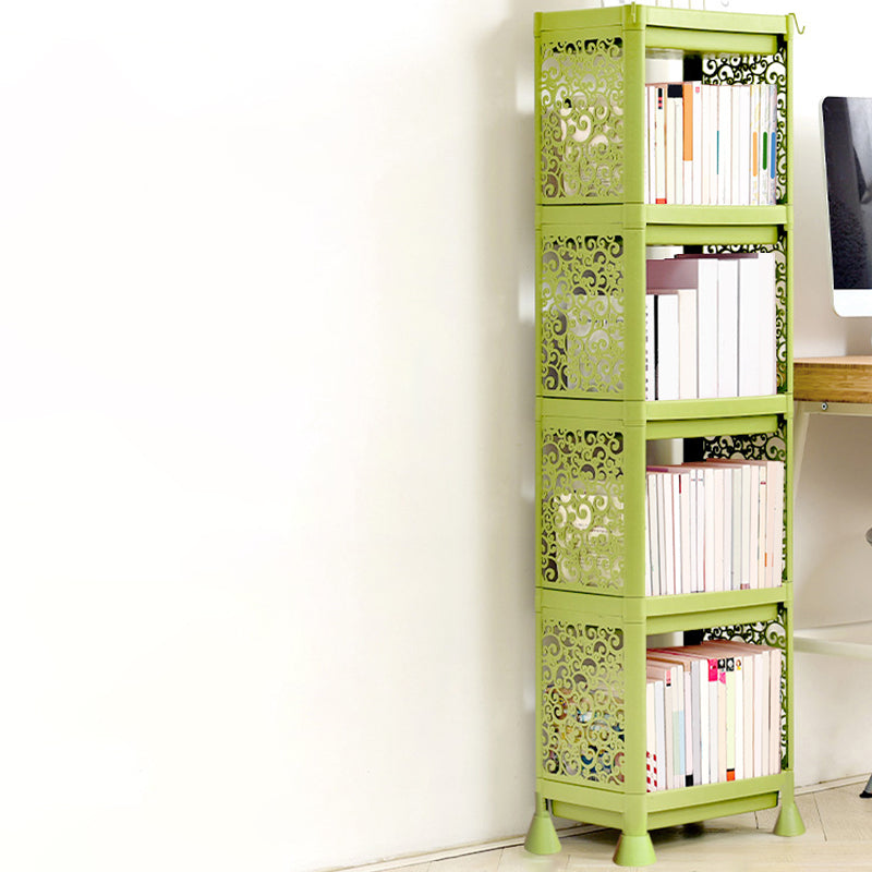 Contemporary Plastic Book Shelf Freestanding Cubby Storage Bookcase